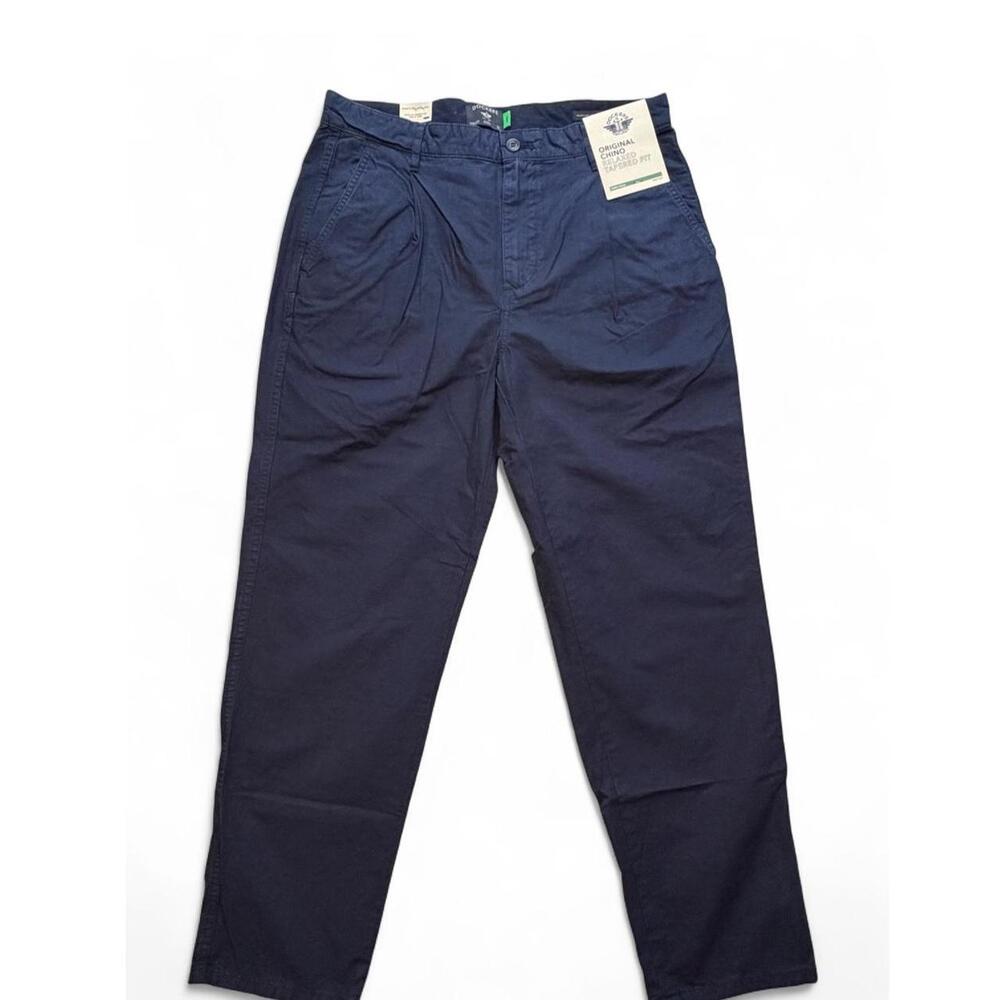 Dockers navy blue original chino relaxed tapered fit pants size W32 L32 brand ne